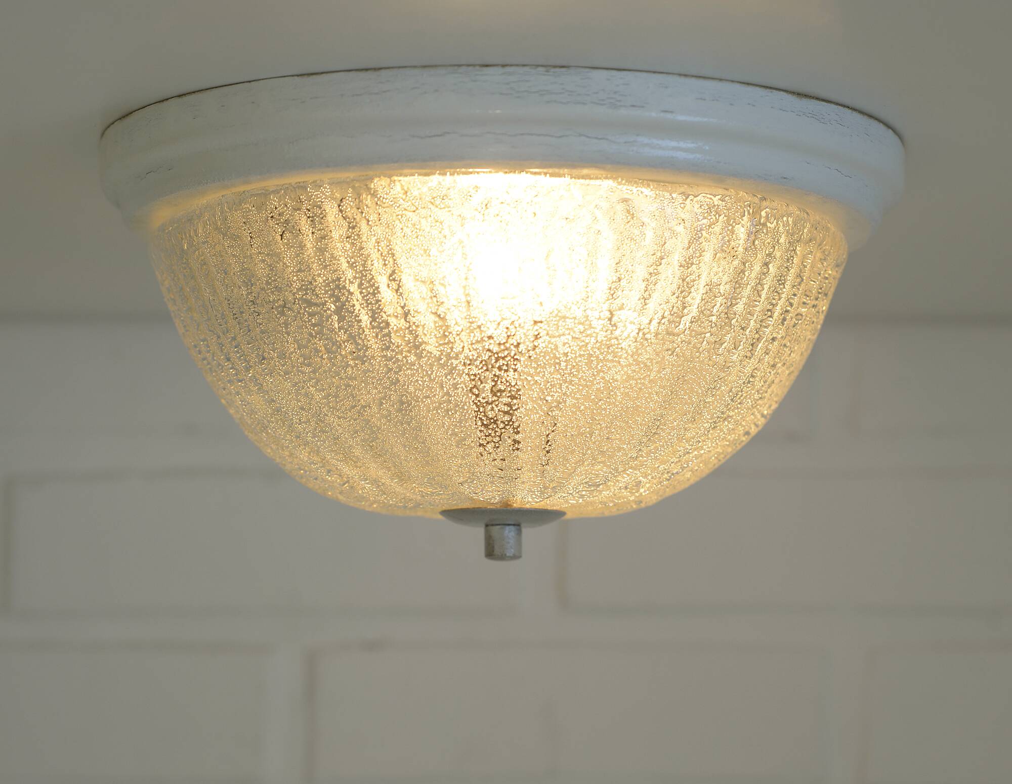 Vintage sconces set of 2 ceiling flush mount lights ice glass Austria 1970s