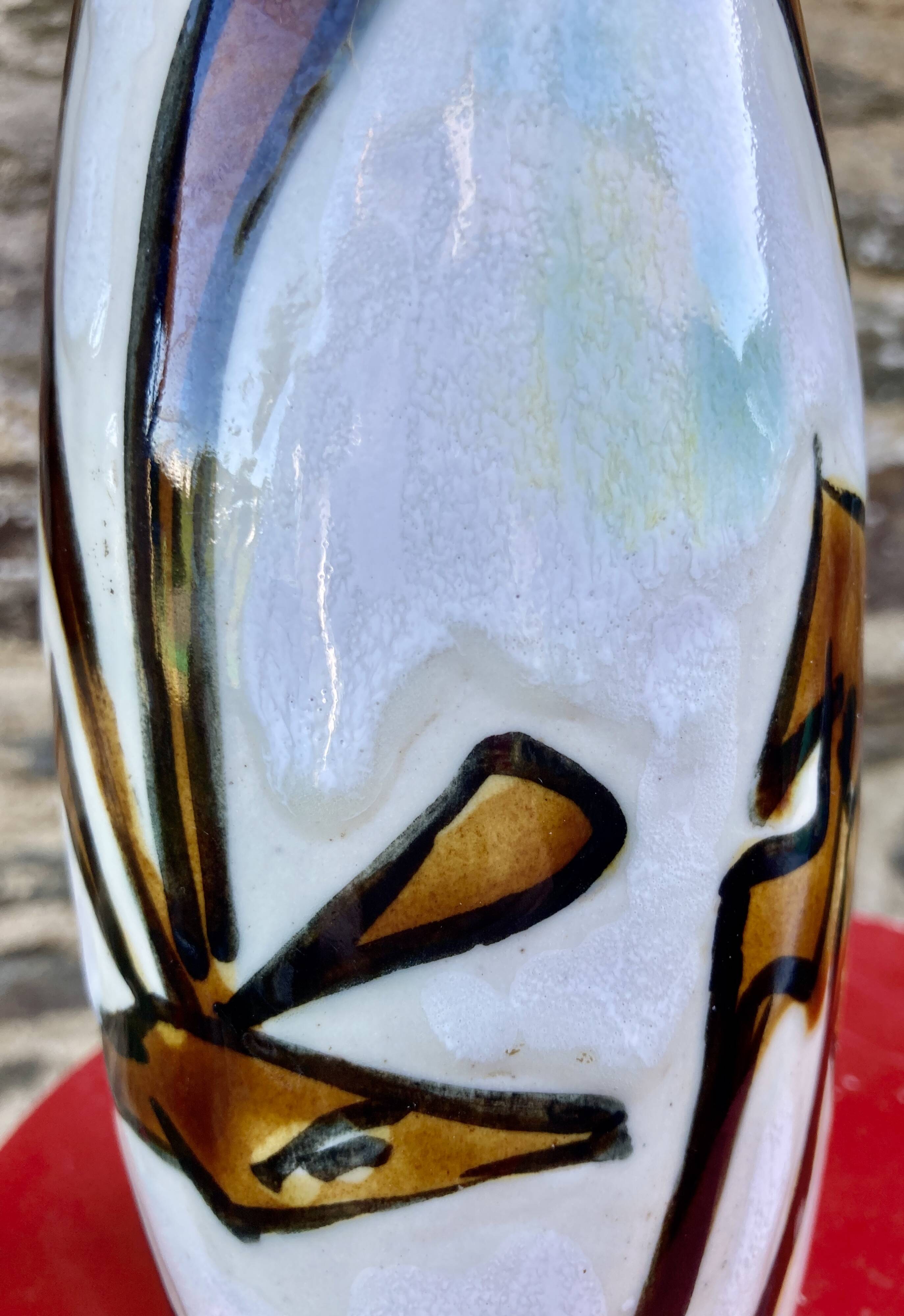 Vase céramique décor de faon signé Jacques Marie pièce unique
