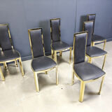 Vintage French brass dining chairs, set of 6 - 1970s