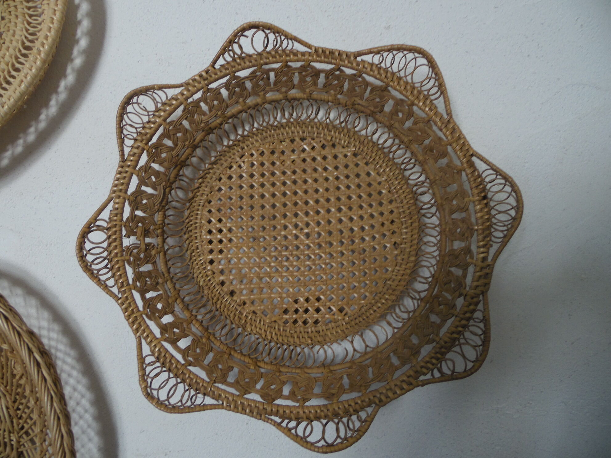 Baskets, wicker and caning, wall decoration