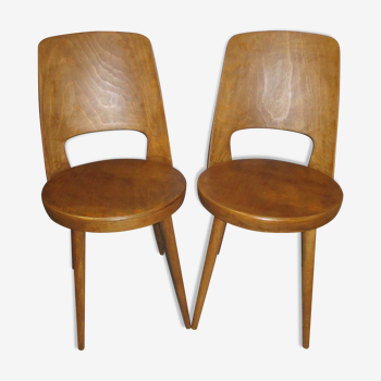 Paire de chaises bistrot baumann mondor 1970