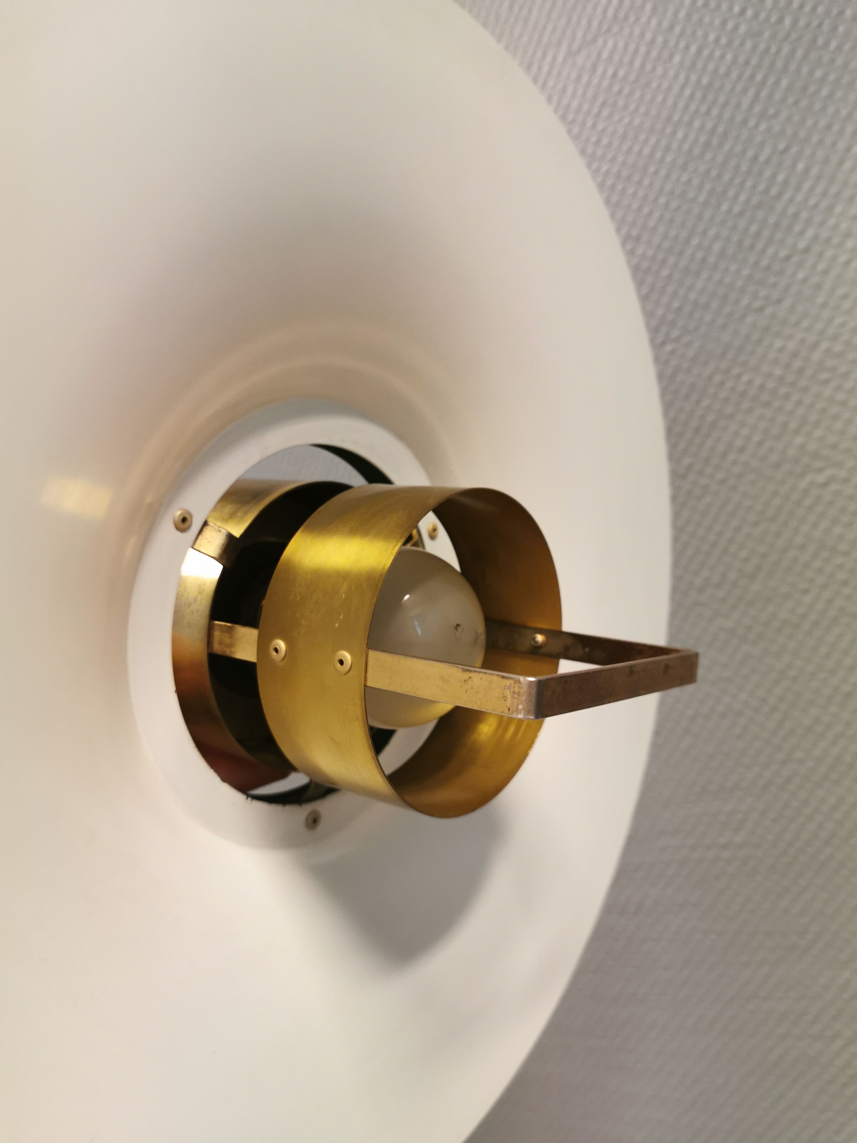 Hanging lamp from the 1970s-1980s, made of metal and brass.