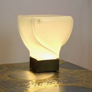 Leucos table lamp, handmade, limited edition in white opalescent glass