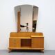 Vintage dressing table with a triptych mirror in oak.