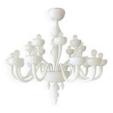 Italian Monumental Contemporary 18 Arms in White Murano Style Glass Chandelier