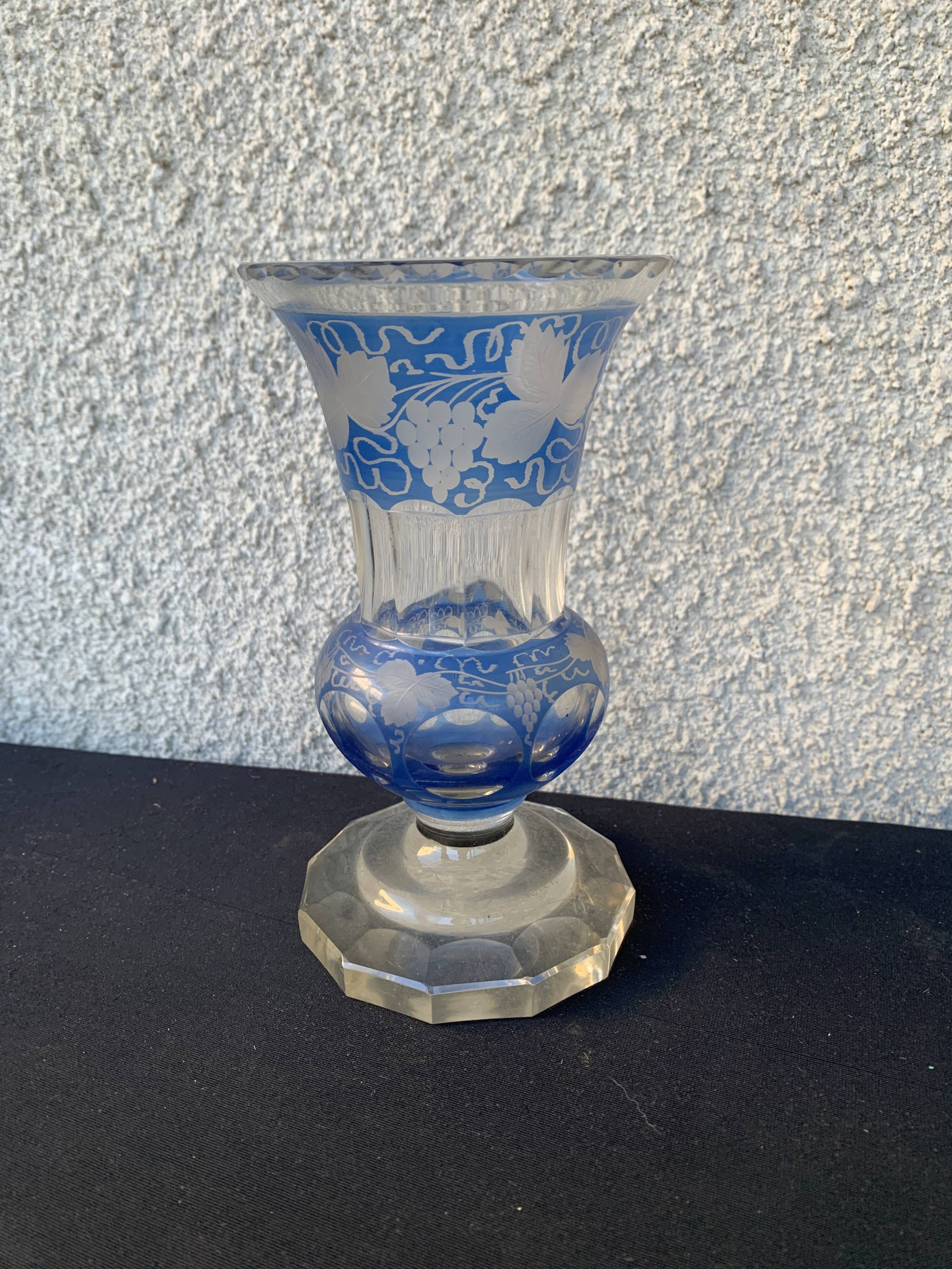 blue crystal vase medici shape