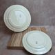 2 round plates Terre de Fer Clairefontaine Rouen sepia 19th century