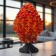 Vintage 1970s Decorative Beaded Table Lamp - Fiery Amber Resin Glow