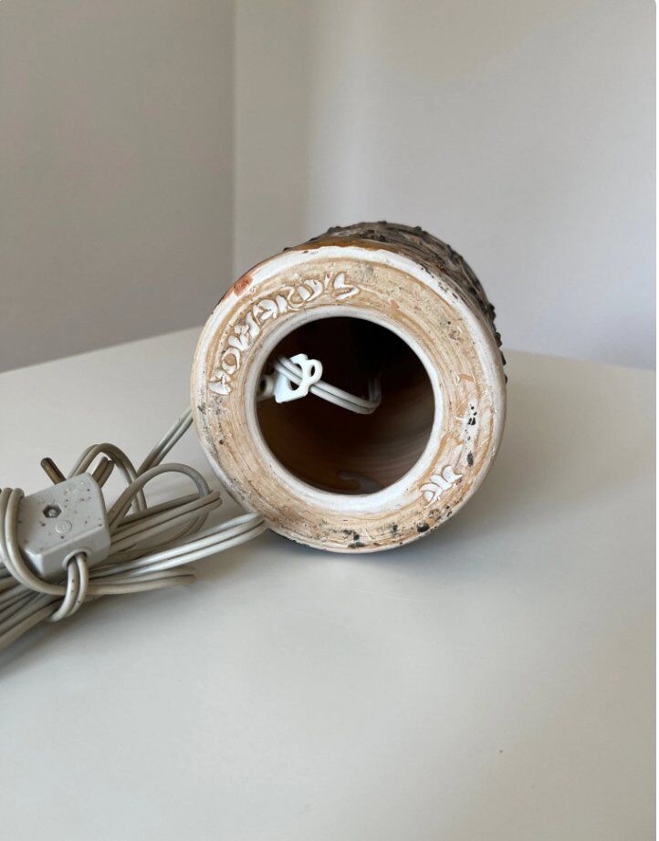 Lampfoot table lamp in stoneware with dots and relief from PM Keramik, Denmark, 1970s