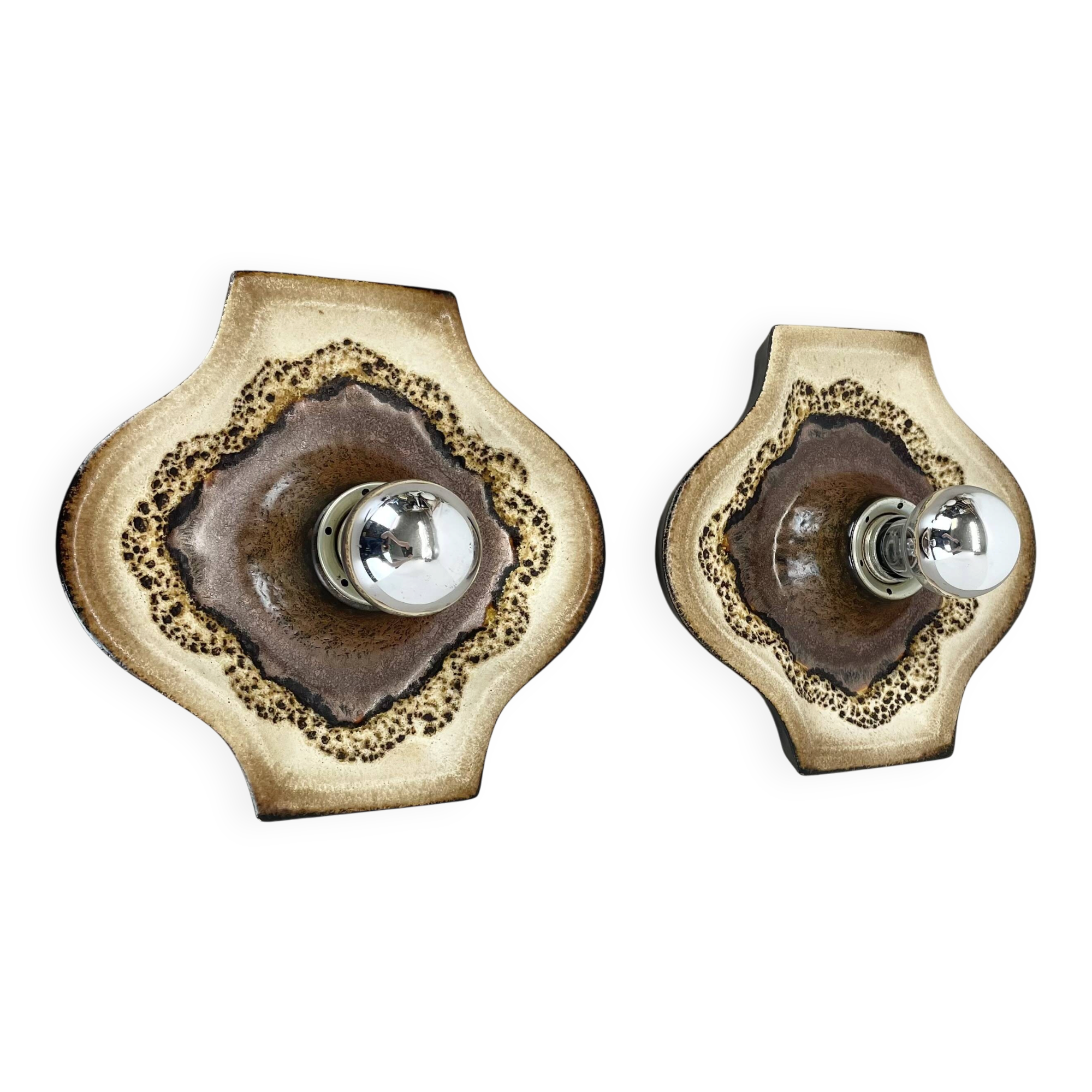 Set of Two POP ART Ceramic Fat Lava Wall Lights by ARO Lights Germany 1970s