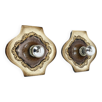 Set of Two POP ART Ceramic Fat Lava Wall Lights by ARO Lights Germany 1970s