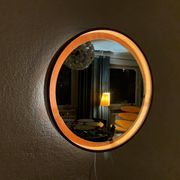 Teak, illuminated mirror, Italy, 1960s