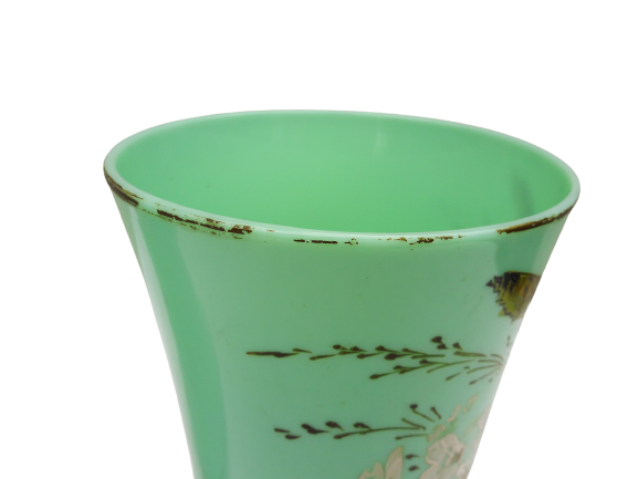 Pair of green opaline vases