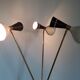 Italian brass lamp tripod 3 bicolored diabolos on stems, mid-century style