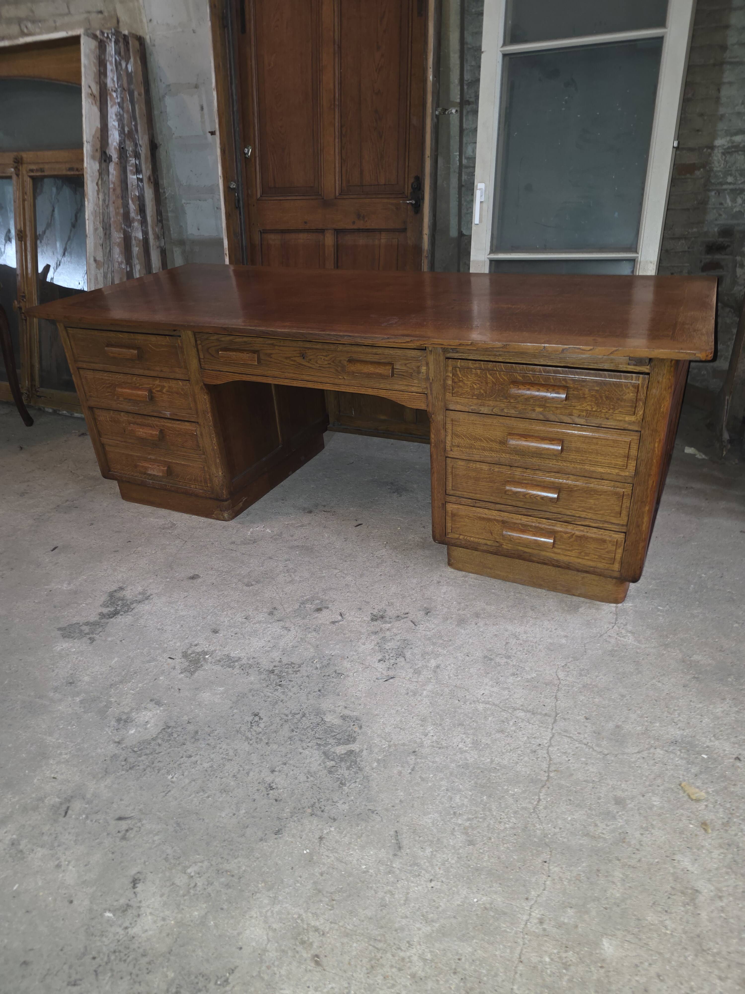 Bureau ministre XXL en chêne , 220 × 95 cm