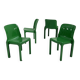 Set of 4 green Selene chairs by Vico Magistretti for artemide, 1970