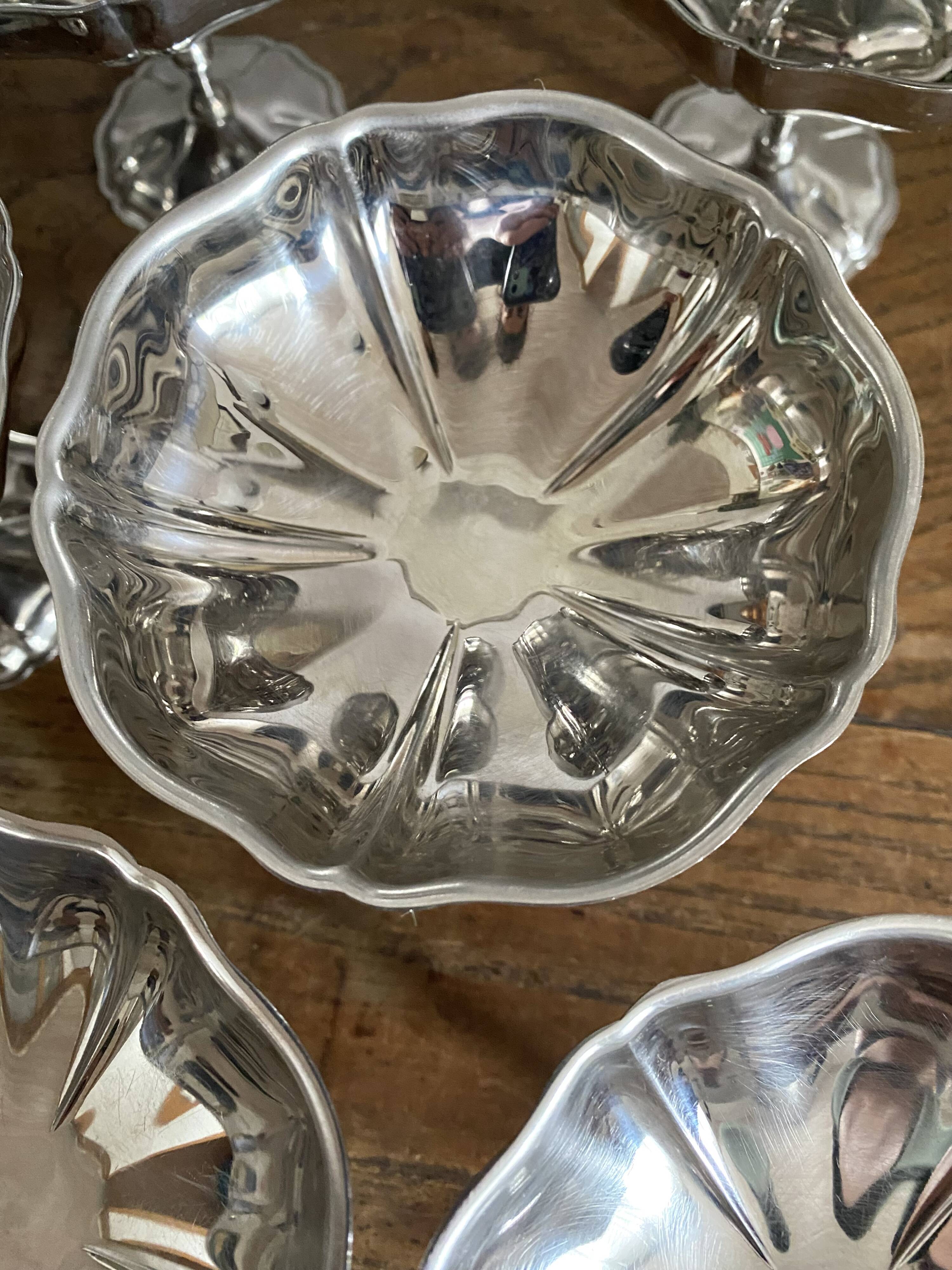 Large stainless steel stemmed bowls