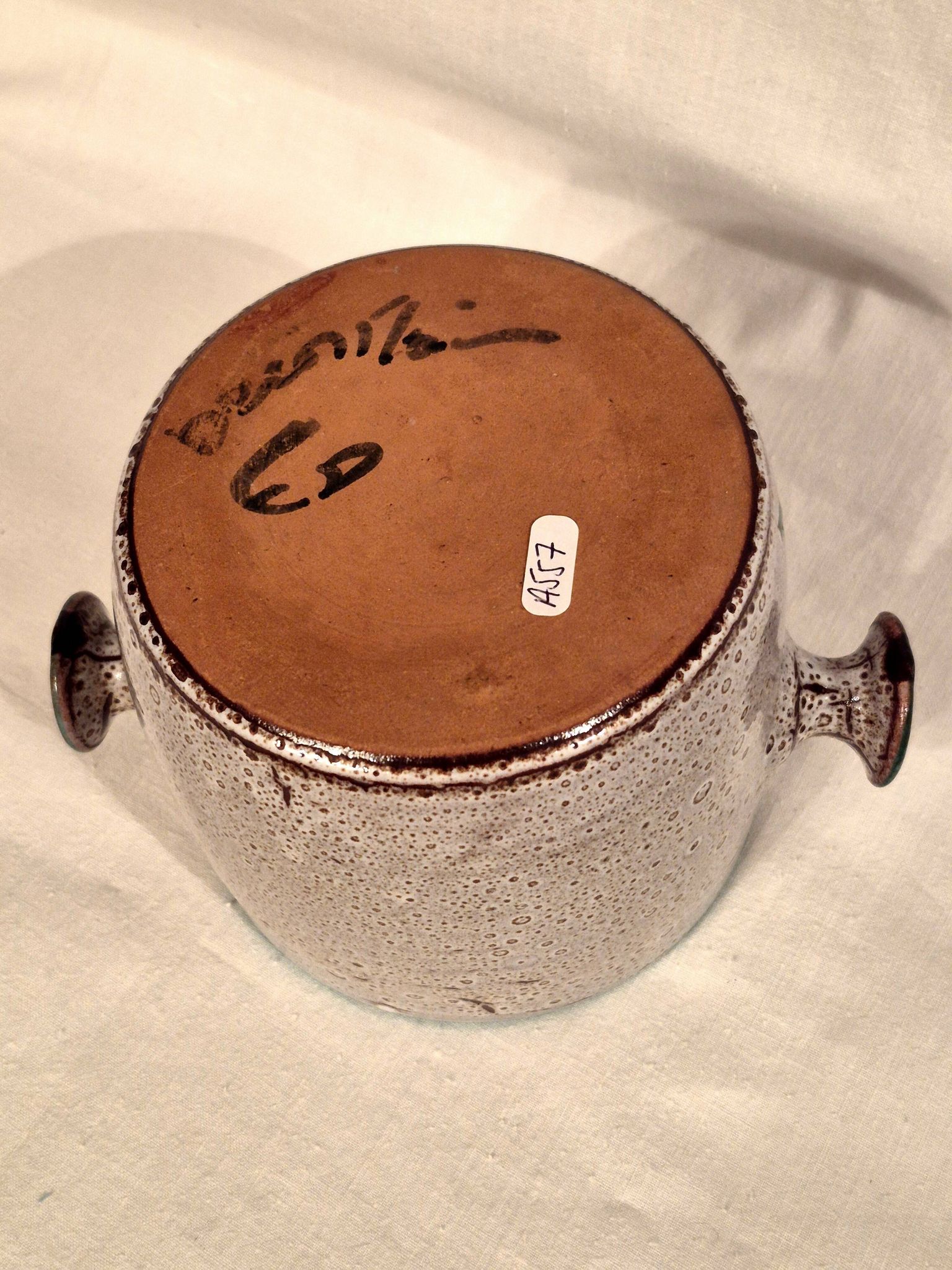 Cache-pot, Vase, Pot couvert, Vallauris motif « Aux Chardons » par E.Danie