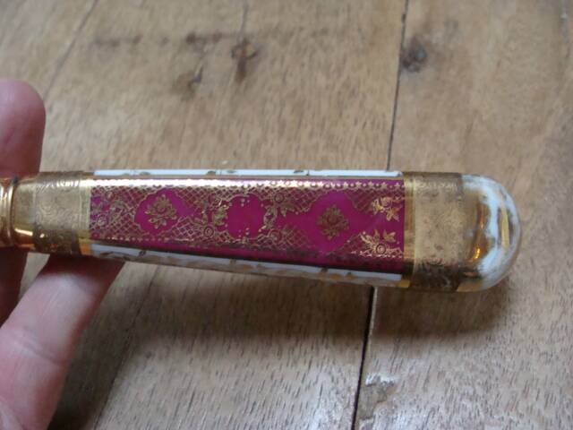 Art Deco silver and porcelain fruit ladle