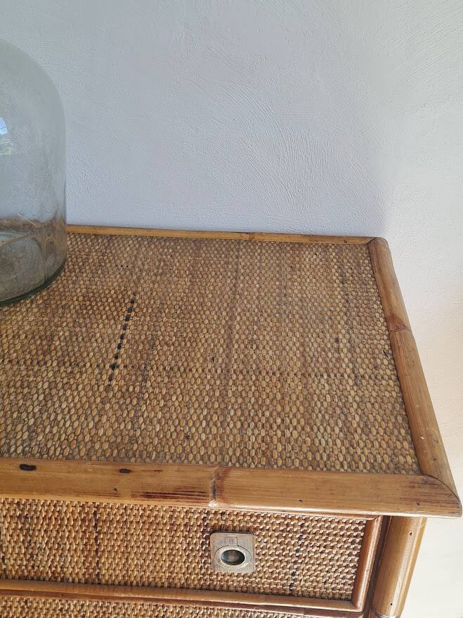 Rattan chest of drawers circa 1970, Dal Vera