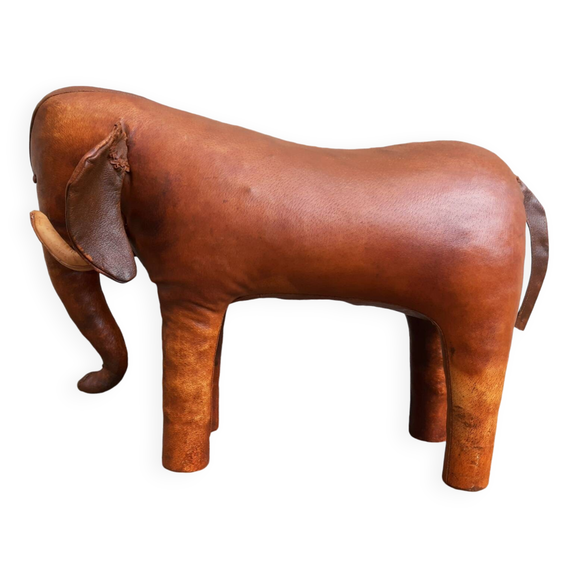 Leather footstool, Dimitri Omersa, 1950s