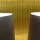 Set of 2 Glass & chrome table lamps with alcantara lampshades, 1960s