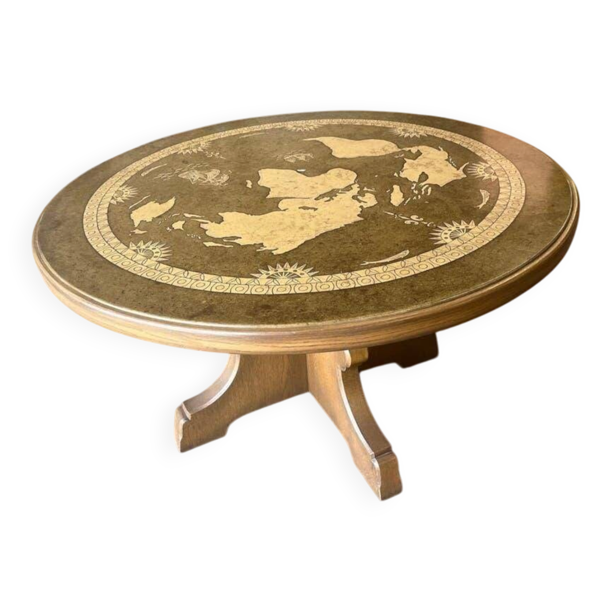 Rustic vintage high coffee table in wood