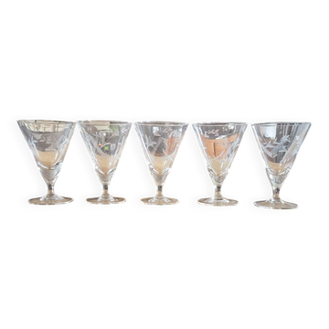 5 verres à eau anciens