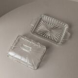 Clear glass butter dish, vintage Art Deco, 1940s Italy - timeless tableware