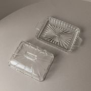Clear glass butter dish, vintage Art Deco, 1940s Italy - timeless tableware