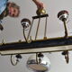 Rectangular Art Deco Chandelier 6 Golden Brass Lights