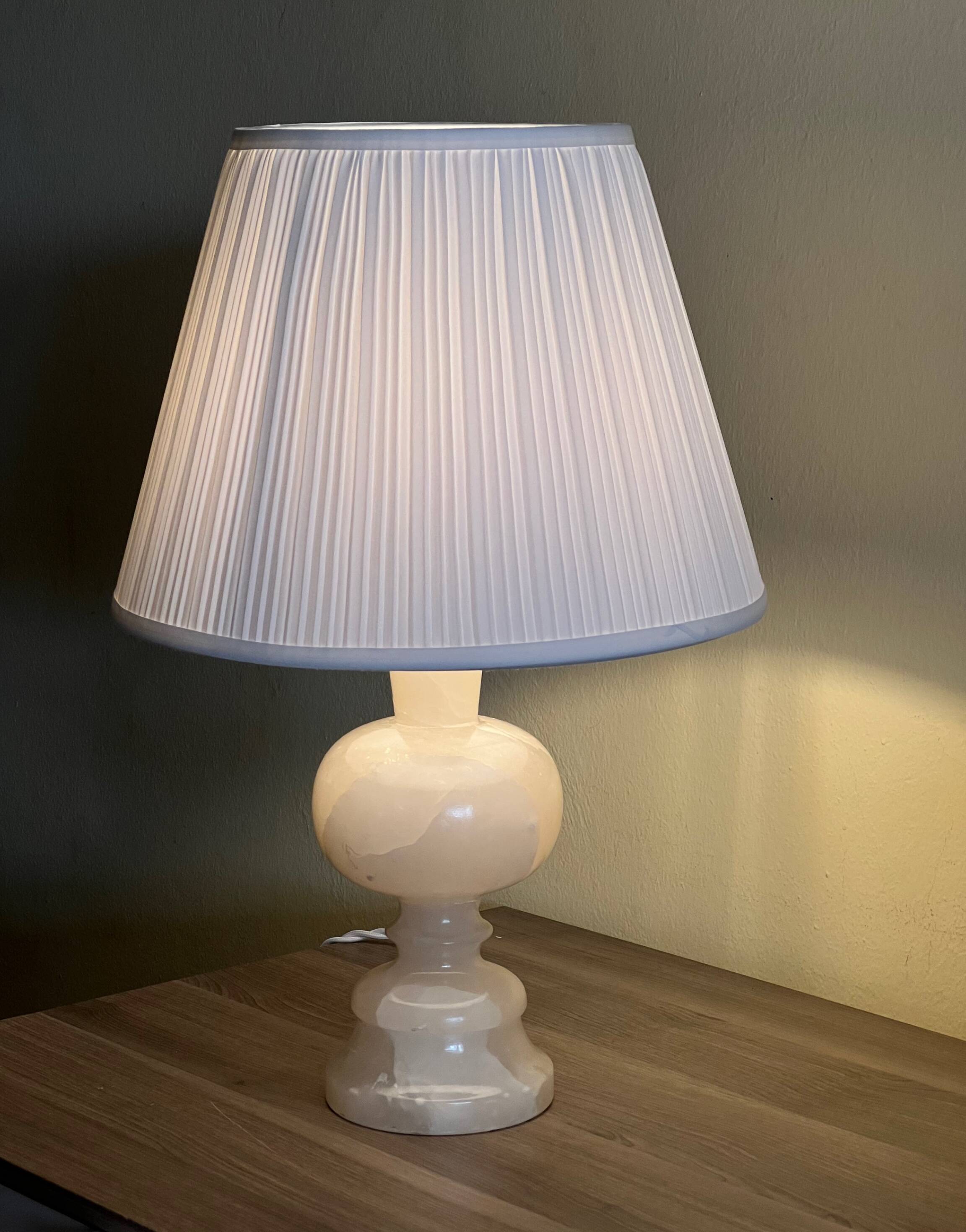 Vintage Alabaster Table Lamp, France, 1950s