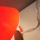 Beautiful Swedish mushroom-shaped table lamps in red and white glass. Estimated 1970s.