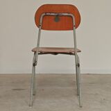 Set of 4 metal and wood school chairs, former Czechoslovakia, 1960.
