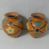 Pair of glazed terracotta vases