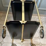 Textable brass and cashmere serving table
