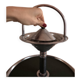 Modernist metal and leather standing ashtray