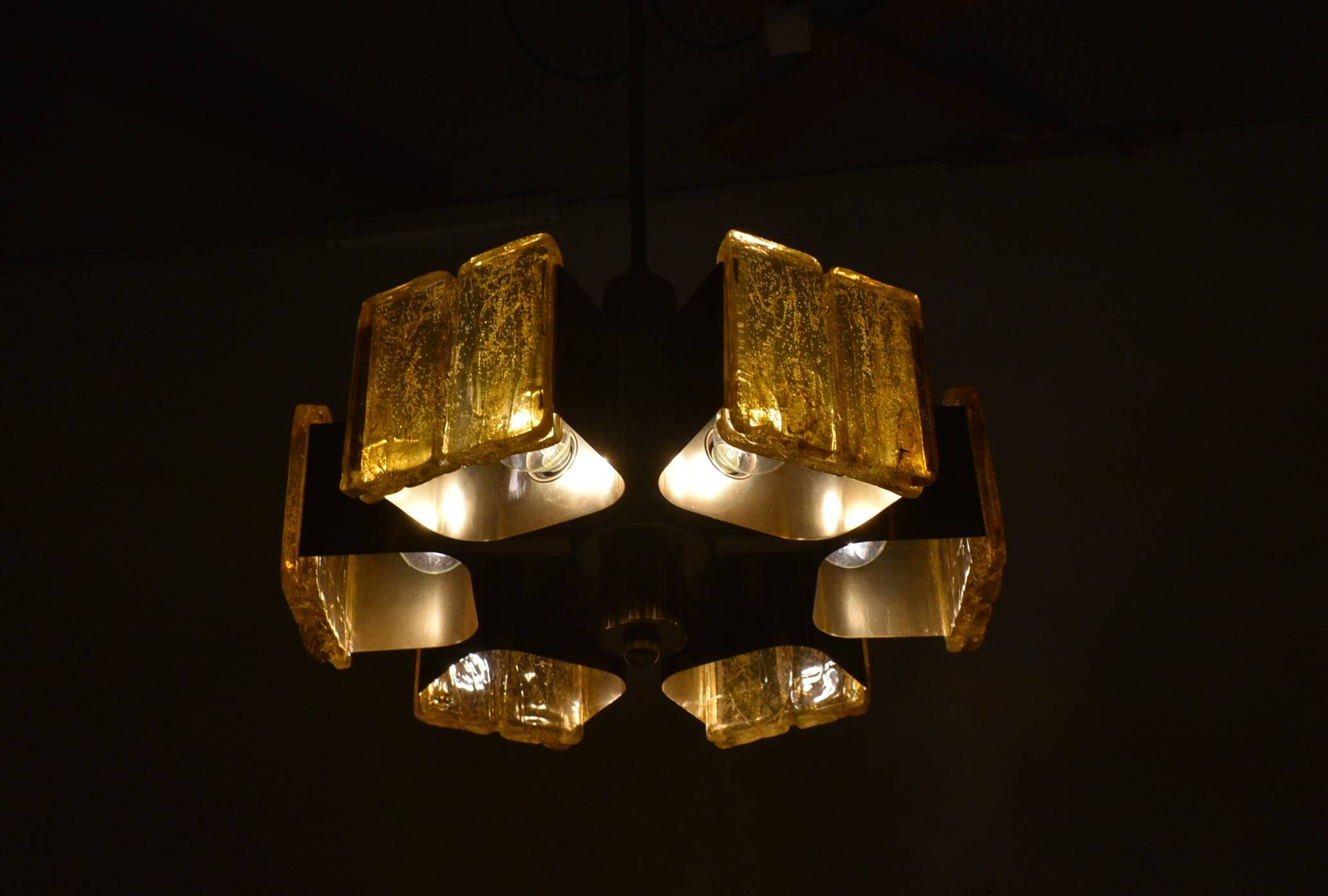 Mid-century design brass and resin pendant, 1960s / Hungary