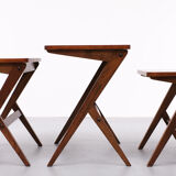 Vintage Nesting Tables in Walnut by Bengt Ruda Sweden 1950s