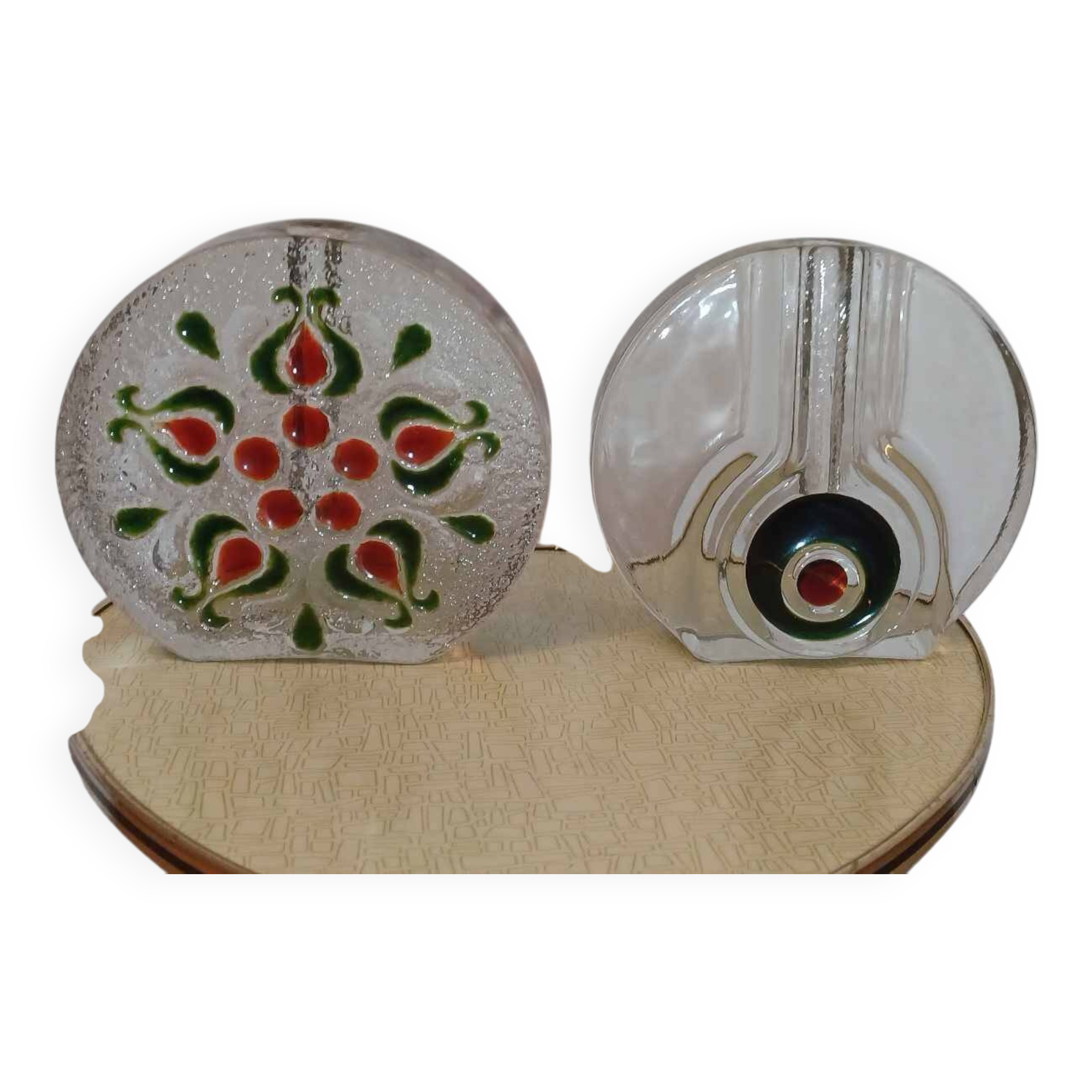 2 vases en verre Pop Art de Walther, années 1970