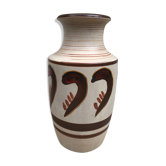 Vase ancien en céramique beige avec peinture décorative