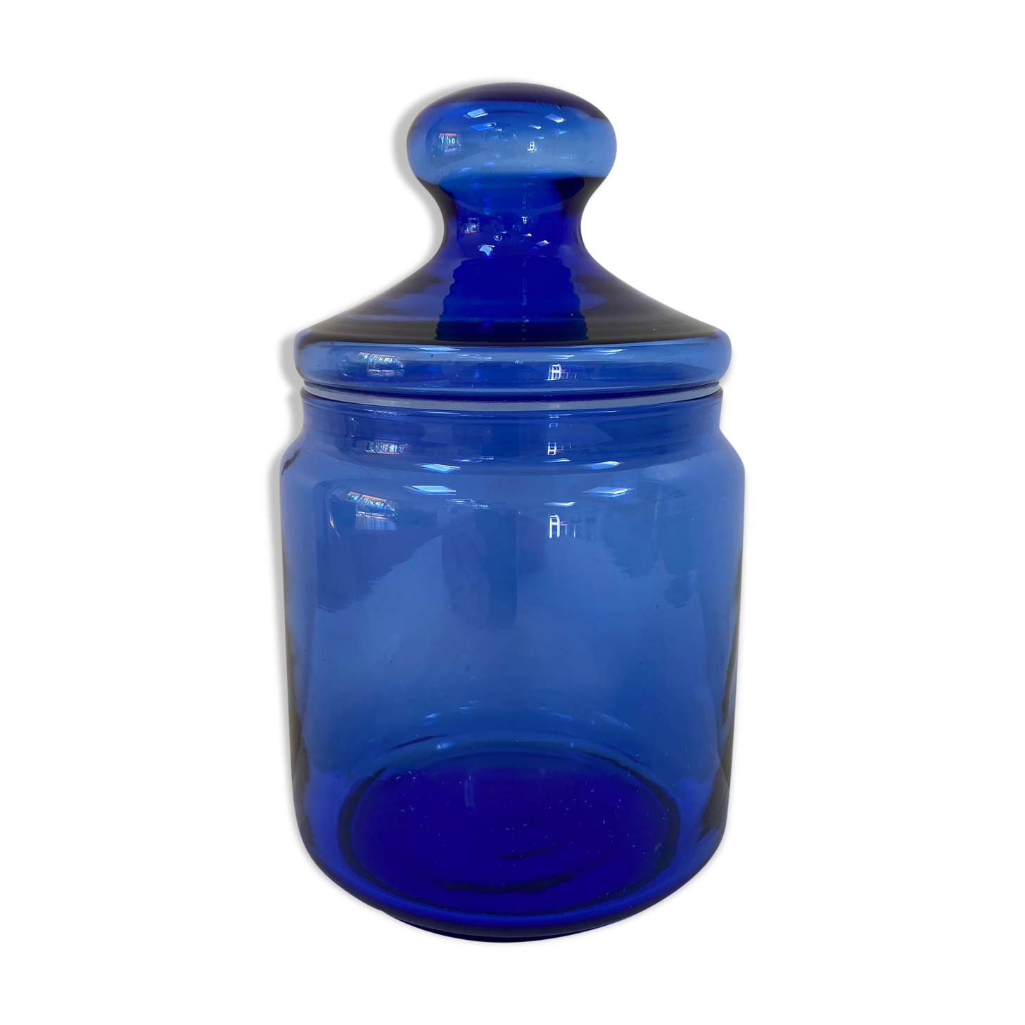 Vintage cobalt blue glass jar