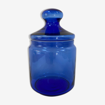 Bocal vintage en verre bleu cobalt