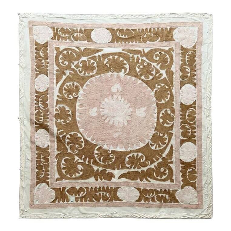 Vintage hand-embroidered tribal tapestry 124x135 cm