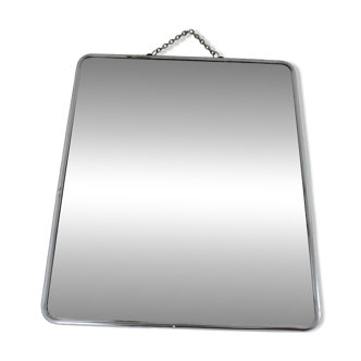Ancien grand miroir de barbier à chainette, années 50 60