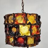 Very rare and unique set of pendant lamps, brutalist glass and metal by Felipe Delfinger for Feder, 1970s Mexico