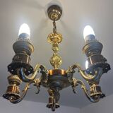 Empire style bronze and copper chandelier, 20th century