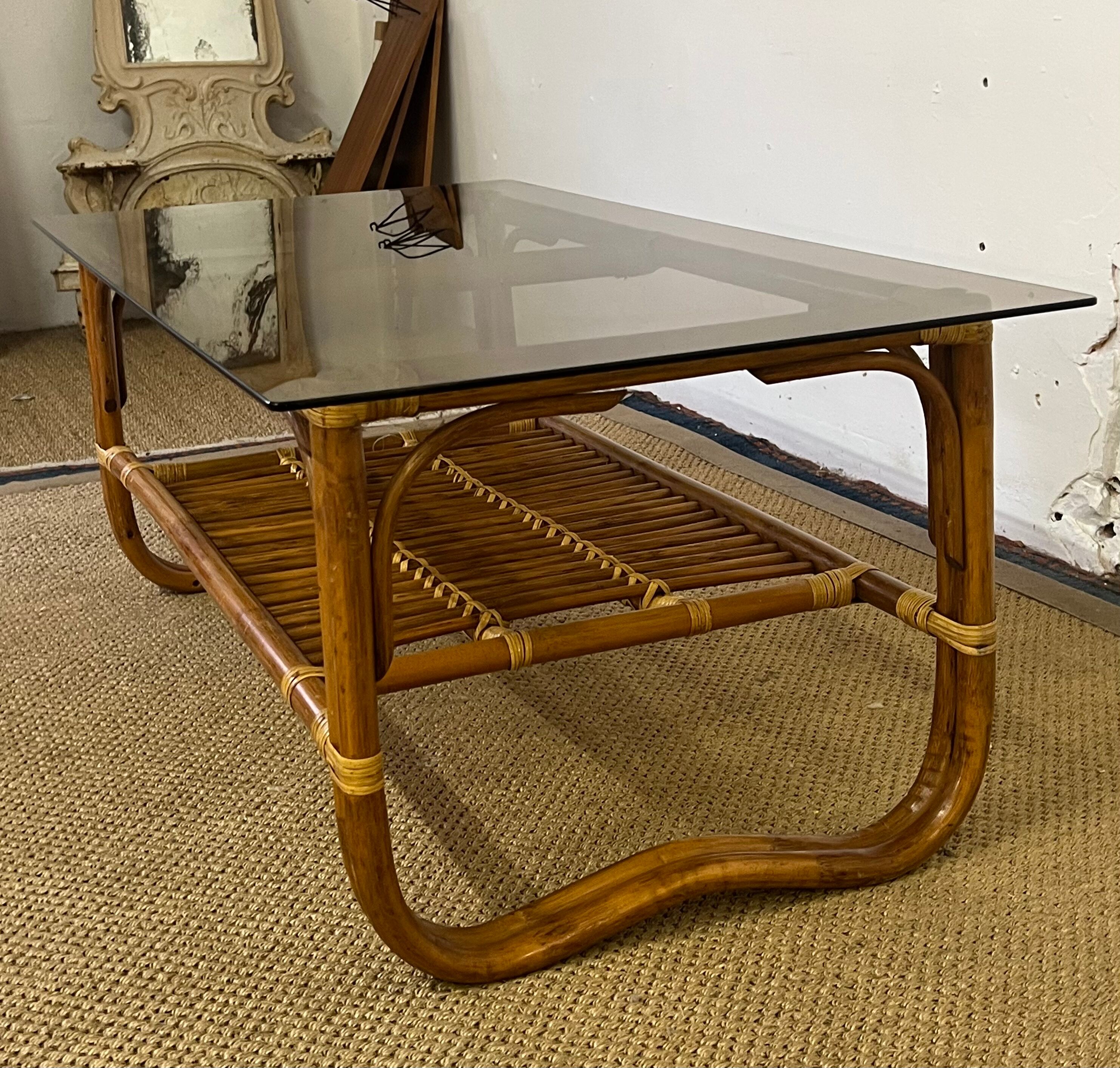 Bamboo and rattan coffee table