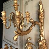 Paire d’appliques monumentales en bois doré