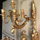 Pair of monumental wall light in golden wood